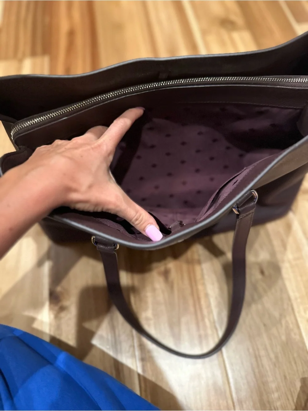 kate spade Leather Laptop Tote in Deep Plum